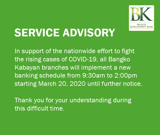 200318 Service Advisory COVIDd